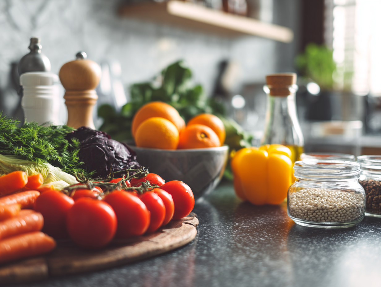 Színes egészséges étel összeállítás